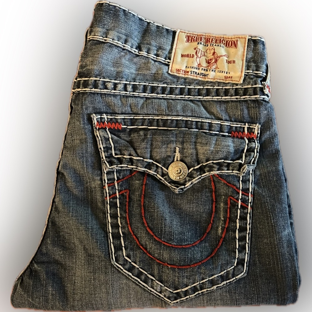 Men’s True Religion RICKY SUPER T  STITCH STRAIGHT JEANS